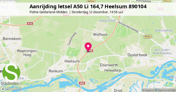 Aanrijding letsel A50 Li 164,7 Heelsum 890104