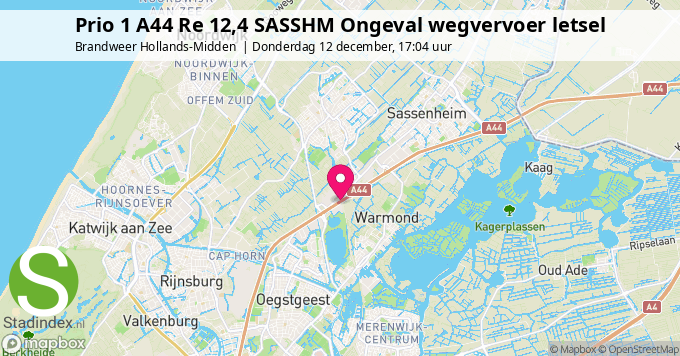 Prio 1 A44 Re 12,4 SASSHM Ongeval wegvervoer letsel