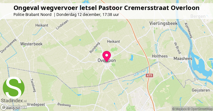 Ongeval wegvervoer letsel Pastoor Cremersstraat Overloon