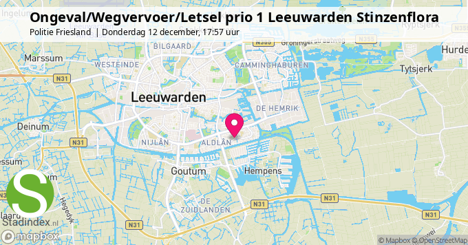 Ongeval/Wegvervoer/Letsel prio 1 Leeuwarden Stinzenflora