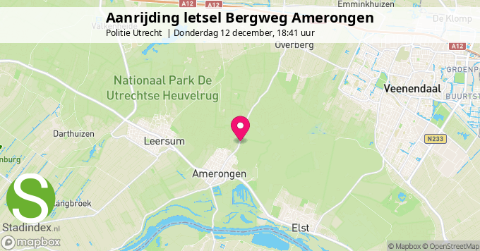 Aanrijding letsel Bergweg Amerongen