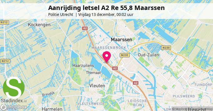 Aanrijding letsel A2 Re 55,8 Maarssen