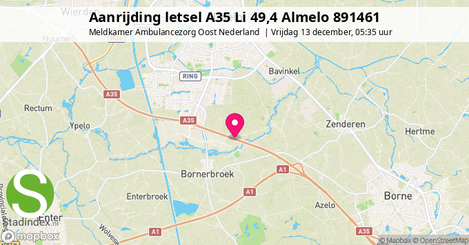 Aanrijding letsel A35 Li 49,4 Almelo 891461