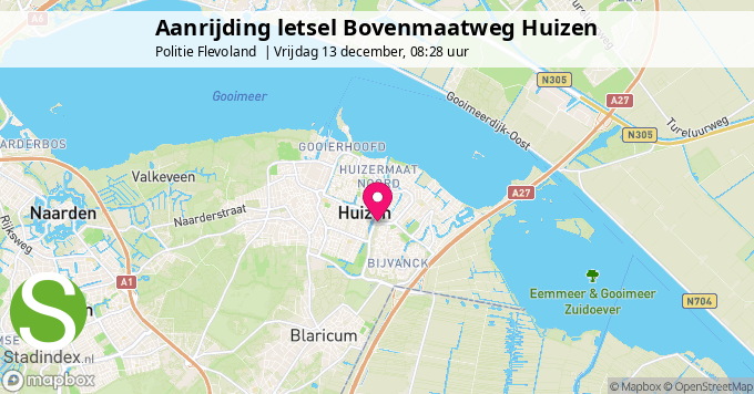 Aanrijding letsel Bovenmaatweg Huizen