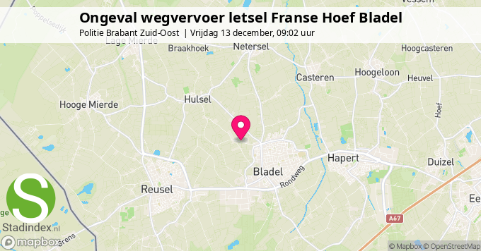 Ongeval wegvervoer letsel Franse Hoef Bladel