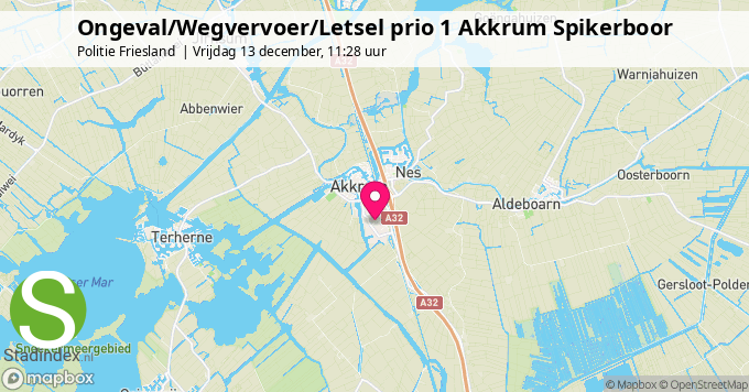 Ongeval/Wegvervoer/Letsel prio 1 Akkrum Spikerboor