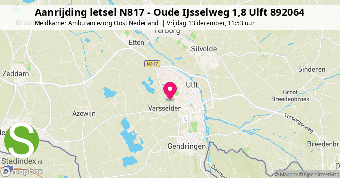 Aanrijding letsel N817 - Oude IJsselweg 1,8 Ulft 892064