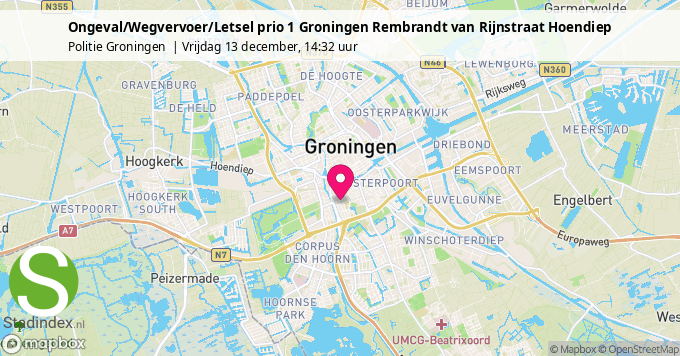 Ongeval/Wegvervoer/Letsel prio 1 Groningen Rembrandt van Rijnstraat Hoendiep