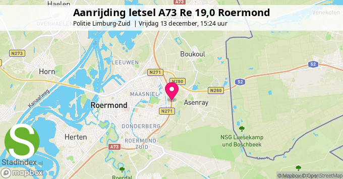 Aanrijding letsel A73 Re 19,0 Roermond