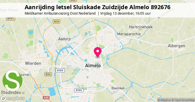 Aanrijding letsel Sluiskade Zuidzijde Almelo 892676