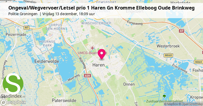 Ongeval/Wegvervoer/Letsel prio 1 Haren Gn Kromme Elleboog Oude Brinkweg