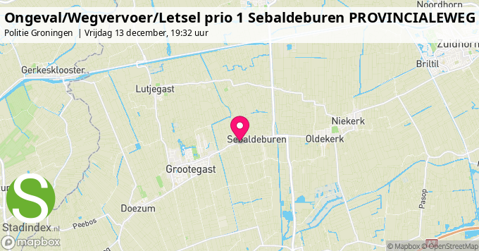 Ongeval/Wegvervoer/Letsel prio 1 Sebaldeburen PROVINCIALEWEG