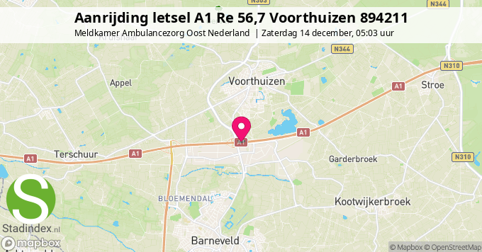 Aanrijding letsel A1 Re 56,7 Voorthuizen 894211