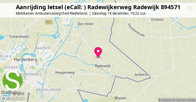 Aanrijding letsel (eCall: ) Radewijkerweg Radewijk 894571