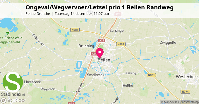 Ongeval/Wegvervoer/Letsel prio 1 Beilen Randweg