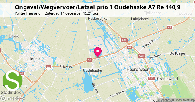 Ongeval/Wegvervoer/Letsel prio 1 Oudehaske A7 Re 140,9