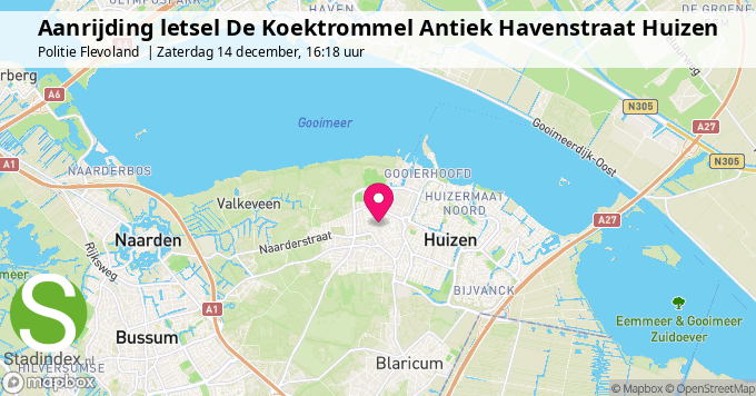 Aanrijding letsel De Koektrommel Antiek Havenstraat Huizen