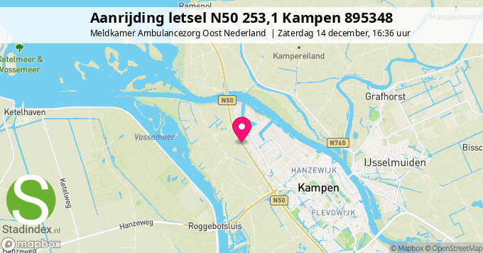 Aanrijding letsel N50 253,1 Kampen 895348