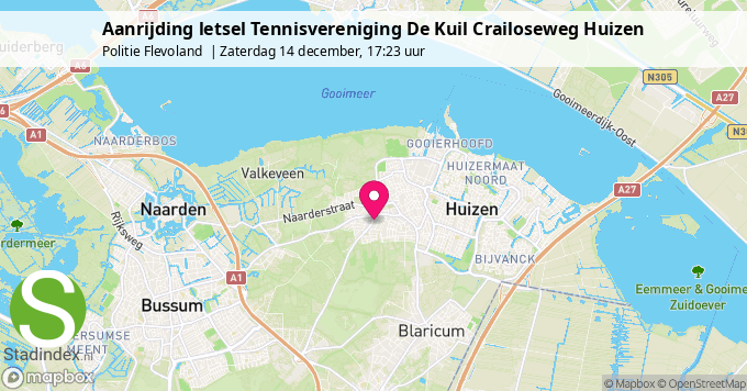 Aanrijding letsel Tennisvereniging De Kuil Crailoseweg Huizen