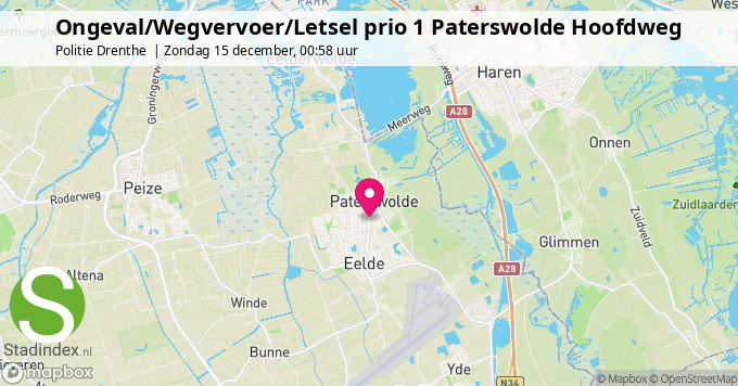 Ongeval/Wegvervoer/Letsel prio 1 Paterswolde Hoofdweg