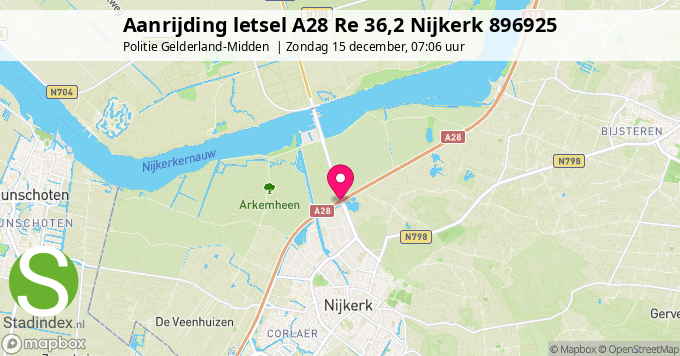 Aanrijding letsel A28 Re 36,2 Nijkerk 896925