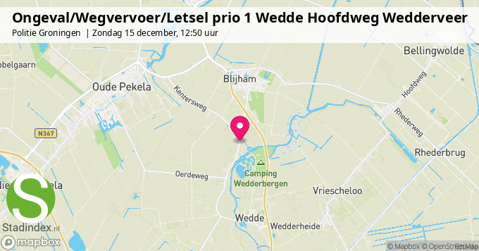 Ongeval/Wegvervoer/Letsel prio 1 Wedde Hoofdweg Wedderveer