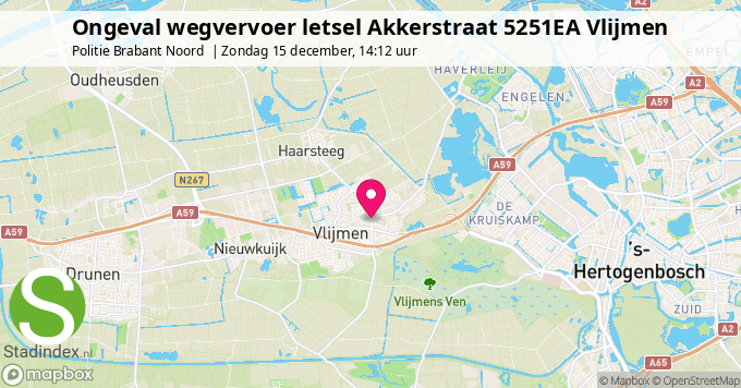 Ongeval wegvervoer letsel Akkerstraat 5251EA Vlijmen