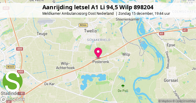 Aanrijding letsel A1 Li 94,5 Wilp 898204