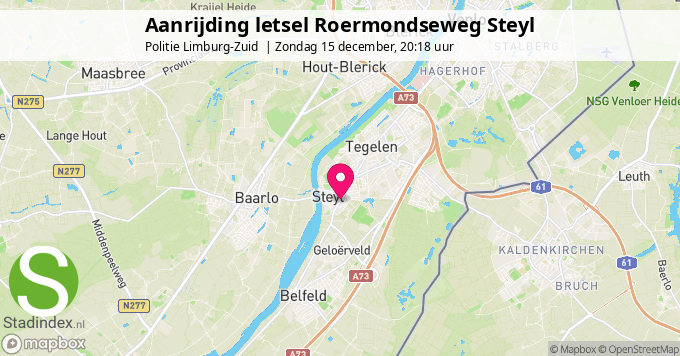 Aanrijding letsel Roermondseweg Steyl