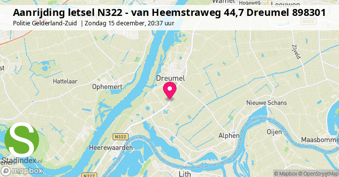 Aanrijding letsel N322 - van Heemstraweg 44,7 Dreumel 898301