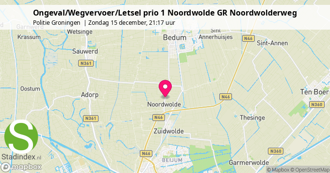 Ongeval/Wegvervoer/Letsel prio 1 Noordwolde GR Noordwolderweg