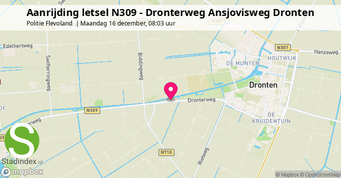 Aanrijding letsel N309 - Dronterweg Ansjovisweg Dronten