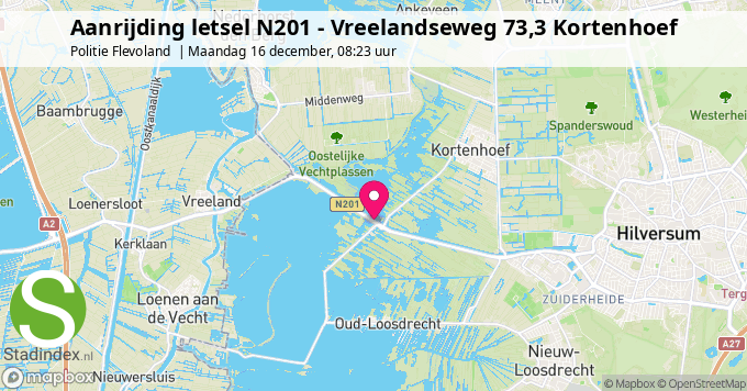 Aanrijding letsel N201 - Vreelandseweg 73,3 Kortenhoef