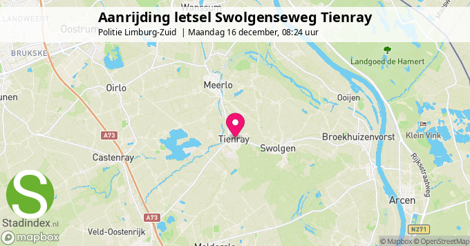 Aanrijding letsel Swolgenseweg Tienray