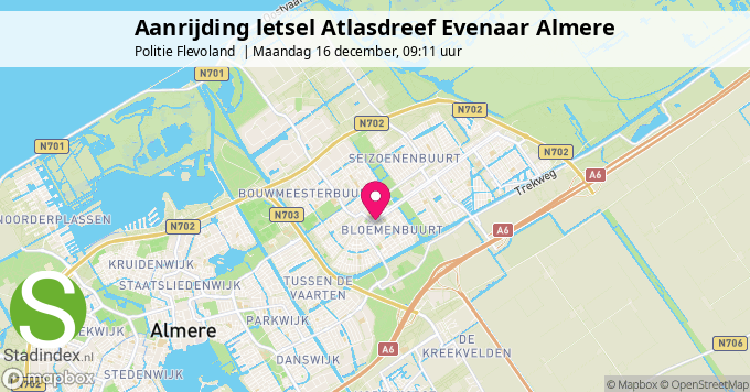 Aanrijding letsel Atlasdreef Evenaar Almere