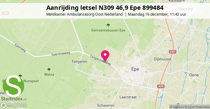 Aanrijding letsel N309 46,9 Epe 899484