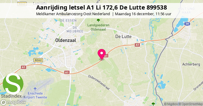 Aanrijding letsel A1 Li 172,6 De Lutte 899538