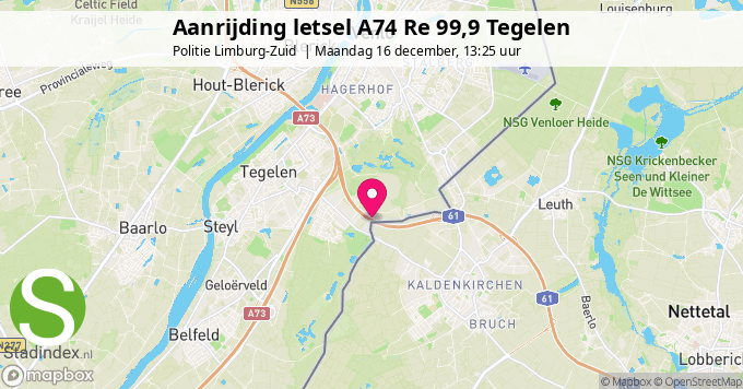 Aanrijding letsel A74 Re 99,9 Tegelen