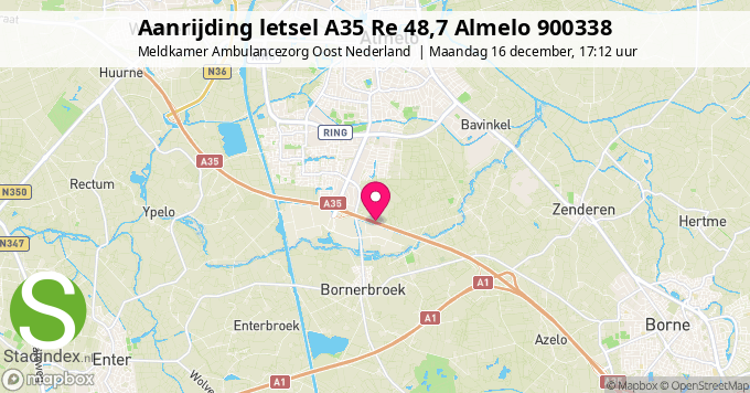 Aanrijding letsel A35 Re 48,7 Almelo 900338