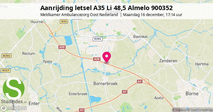 Aanrijding letsel A35 Li 48,5 Almelo 900352