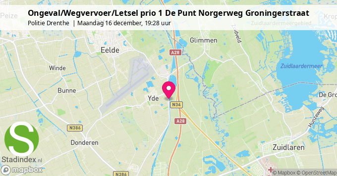 Ongeval/Wegvervoer/Letsel prio 1 De Punt Norgerweg Groningerstraat