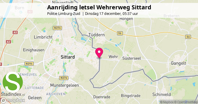 Aanrijding letsel Wehrerweg Sittard