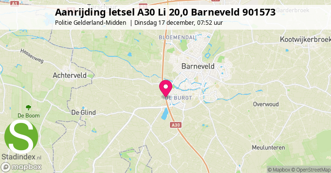 Aanrijding letsel A30 Li 20,0 Barneveld 901573