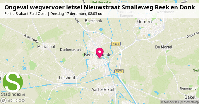 Ongeval wegvervoer letsel Nieuwstraat Smalleweg Beek en Donk