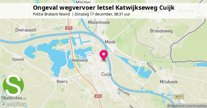 Ongeval wegvervoer letsel Katwijkseweg Cuijk