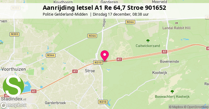 Aanrijding letsel A1 Re 64,7 Stroe 901652