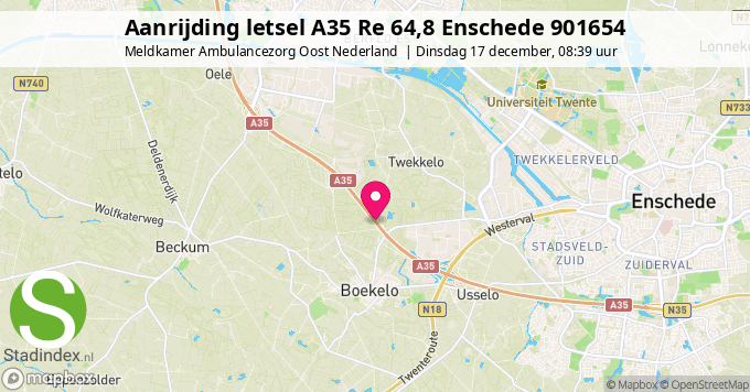 Aanrijding letsel A35 Re 64,8 Enschede 901654