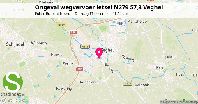 Ongeval wegvervoer letsel N279 57,3 Veghel