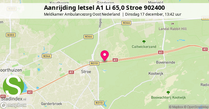 Aanrijding letsel A1 Li 65,0 Stroe 902400