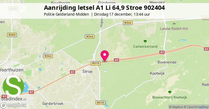 Aanrijding letsel A1 Li 64,9 Stroe 902404